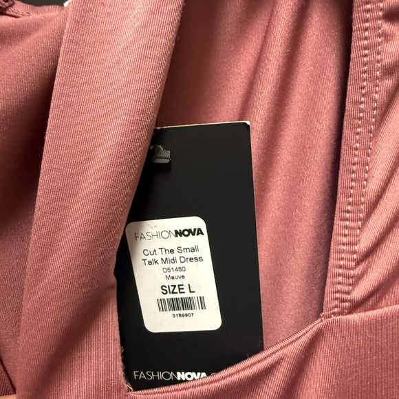 NWT Fashion nova Cut The Small Talk Midi Dress - Mauve size L - Picture 2 of 5